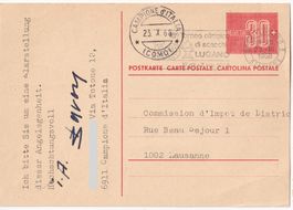 PK 1968 Stempel Campione d'Italia + 6900 Lugano 3 auf GS