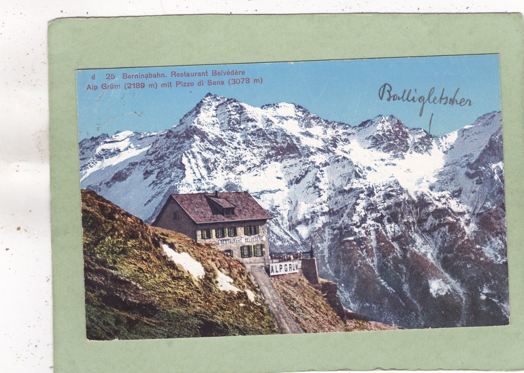 Cartoline postali: Alp Grüm mit Pizzo di Sena 1929 – Usato da Herisau venduto da Lisegrat2008
