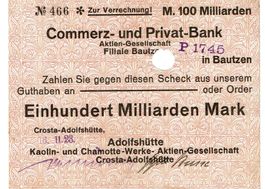 Bautzen 100 Mrd.Mark 16.11.1923 VZ-VZ+