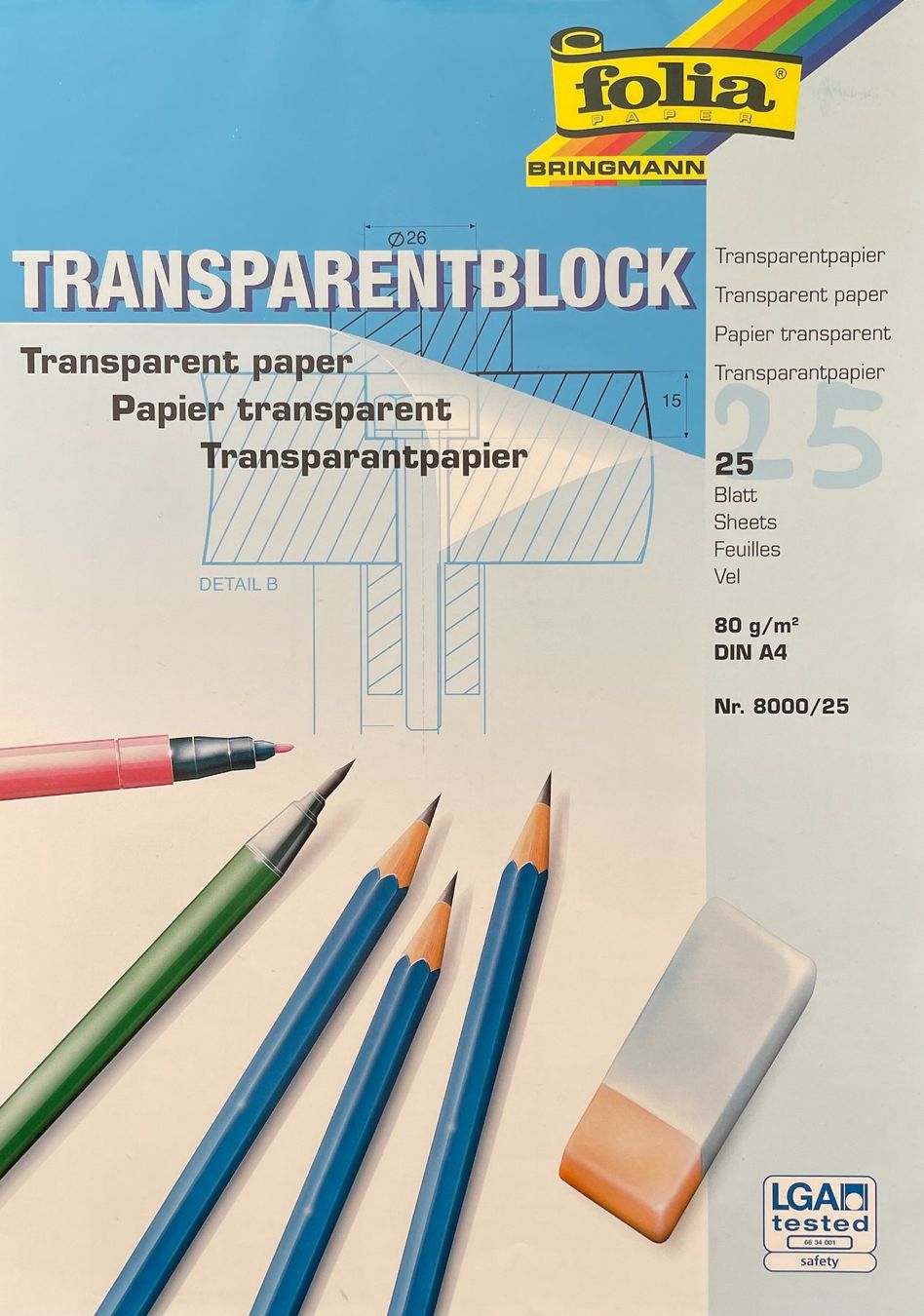 Carta: Transparentpapier Block folia Paper Bringmann – Usato da Zofingen venduto da angito