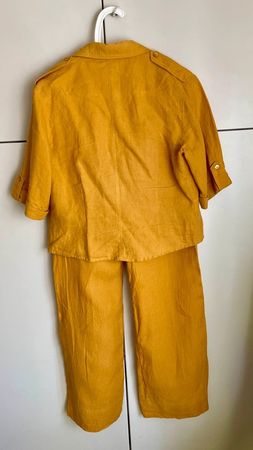M - Completo 100% Lino camicia + pantalone color senape