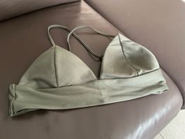 Olivgrünes Triangel Bikini Top, Grösse M- only