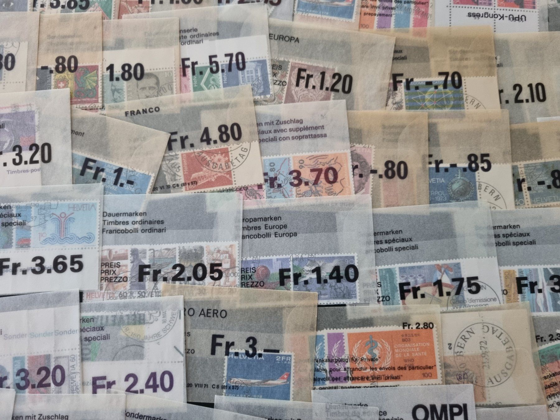 Tutti i francobolli: ca. 220 Pergamintüten mit ABOWARE Schweiz – Usato da Gümligen venduto da Geniusbuy 6
