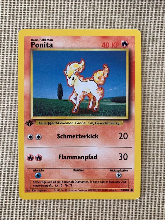 Pokemon Ponita 1. Edition Base Set Deutsch 60/102 | Kaufen auf Ricardo