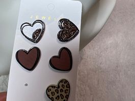 Lot de 3 paires boucles d'oreilles cœur
