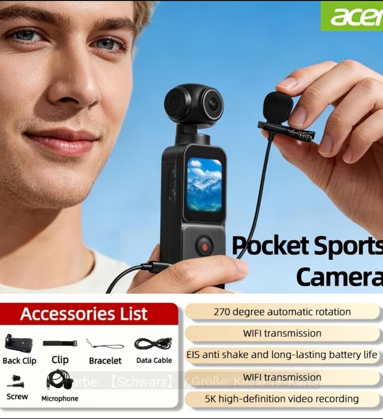 Action Cam: acer Sport Kamera s360 – Nuovo e nell'imballaggio originale da Frutigen venduto da Chenel0815