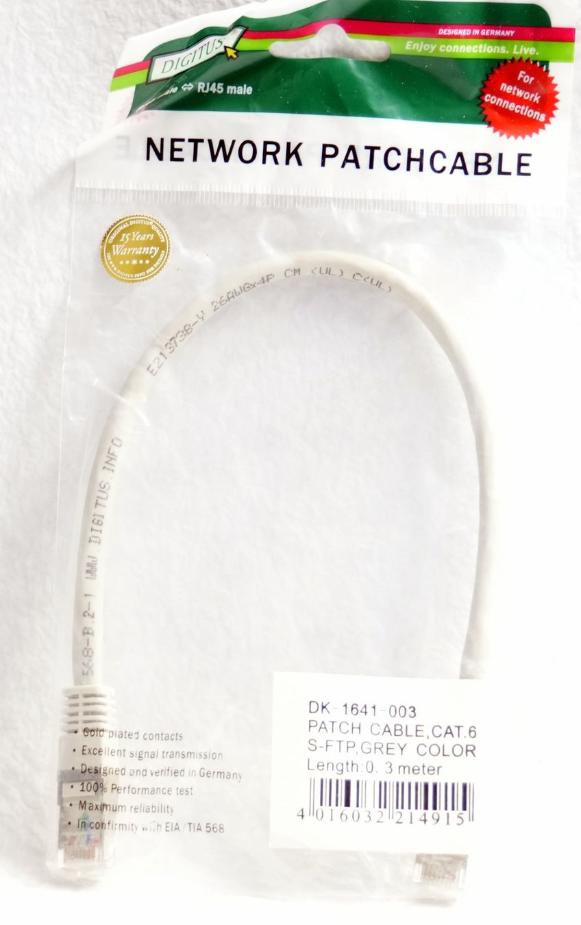 Cavi: DIGITUS Patch Kabel RJ45 - 0.3m - Cat 6 250MHz – Nuovo e nell'imballaggio originale da Winterthur venduto da Sawomiju