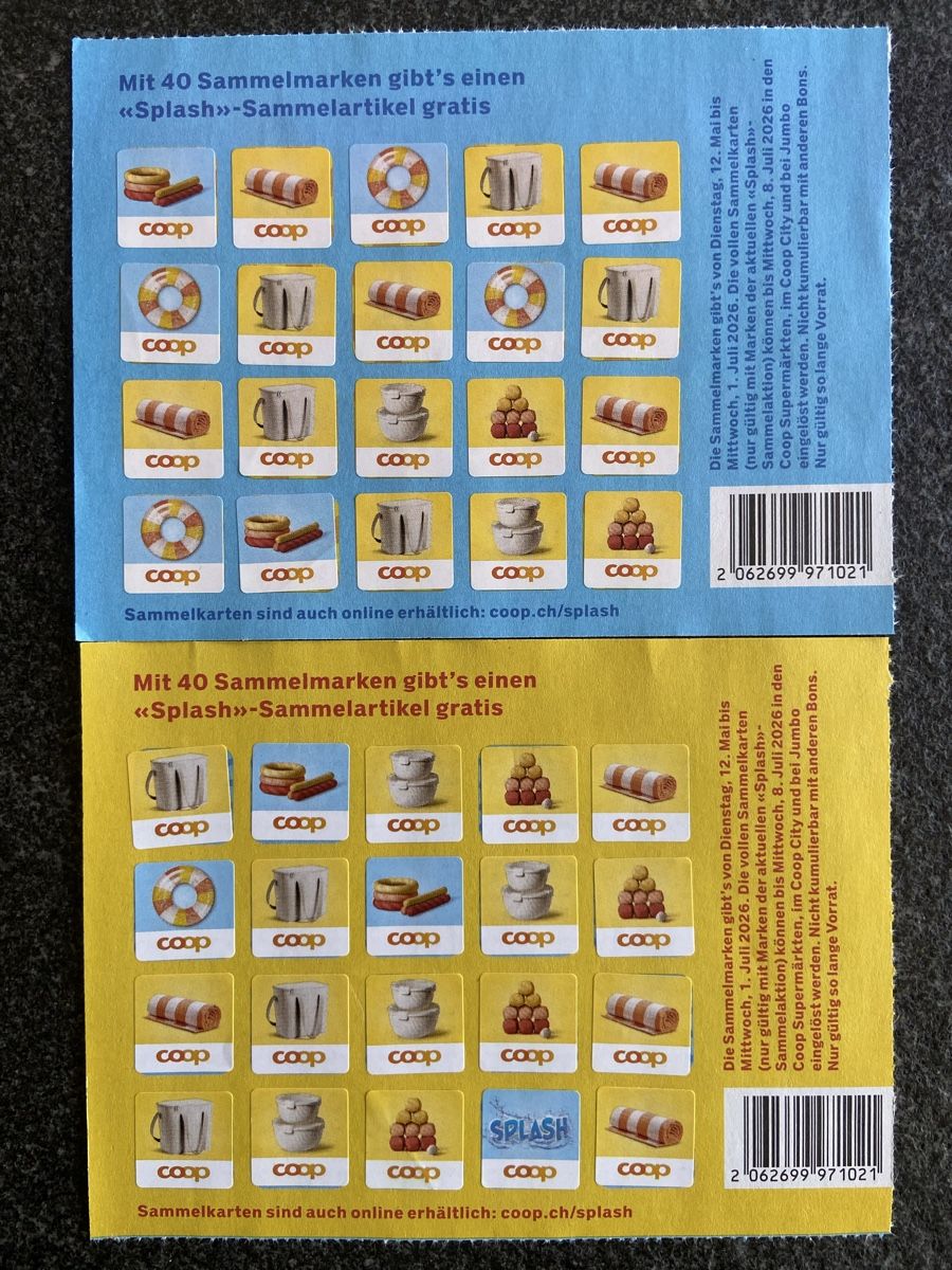 Coop Timbres & points: 2 volle Karten, Coop  Splash – Neuf (Voir description) à Schwarzenburg par Aha016