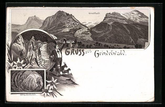 Ansichtskarten: Vorläufer-Lithographie Grindelwald, 189 – Gebraucht aus Berlin von bartko-reher