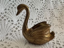 Messing Schwan Briefbeschwerer Jardiniere Stifthalter 16cm H