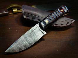 Damast Messer feststehend HANDMADE 21cm ODERMATT No. 60 NEU
