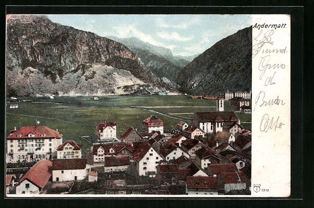 Cartoline postali: AK Andermatt, Teilansicht, 1904 – Usato da Berlin venduto da bartko-reher