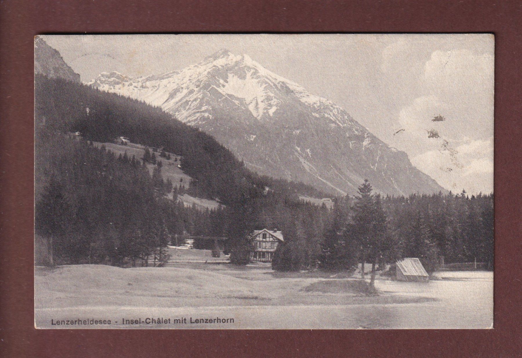 Cartoline postali: LENZERHEIDESEE - Insel-Chalet - Lenzerhorn - 1911 – Usato da Pully venduto da nicecards-shop