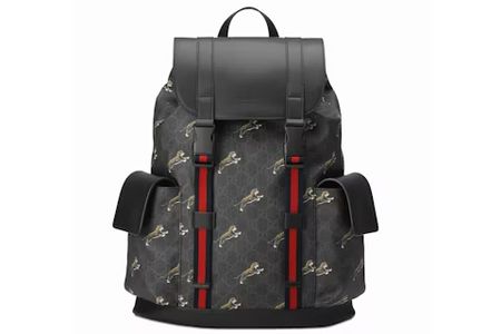 Gucci Rucksack GG Supreme Tiger Schwarz/Grau