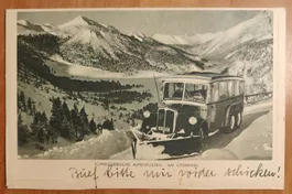 Brief Postkarte Landesausstellung 1939 Postauto am Ofenpass