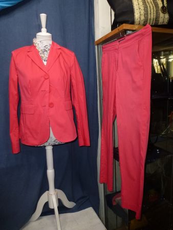 LUISA CERANO ANZUG FUCHSIA 36 38 HOSE JACKE BAUMWOLLE DÜNN