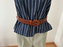 Geflochtener Echtledergürtel Braun 85 cm