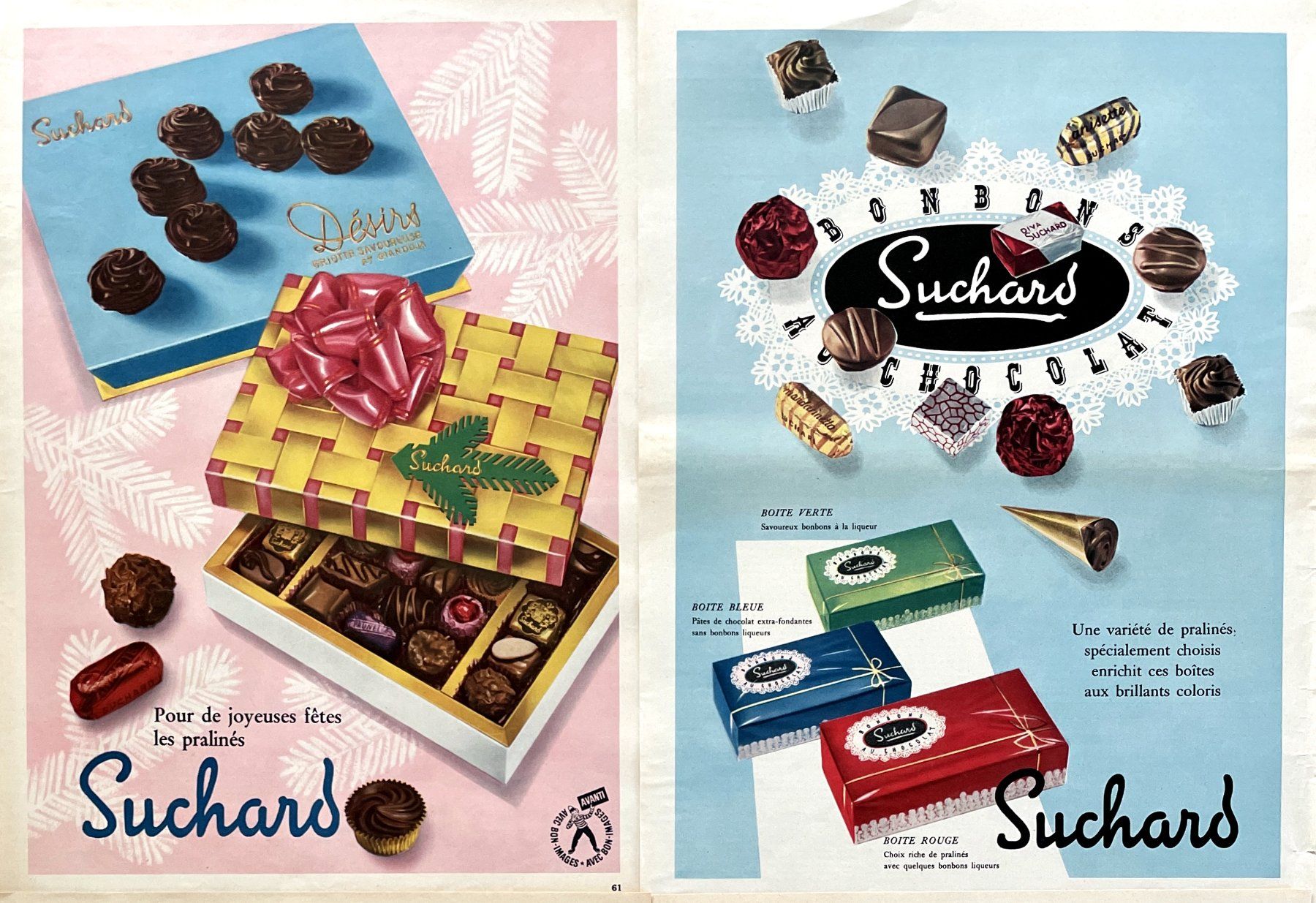 Poster & Bilder: Suchard - 4 alte Werbungen /Anciennes publicités 1949/56 – Gebraucht aus Savagnier von Ne2065 2
