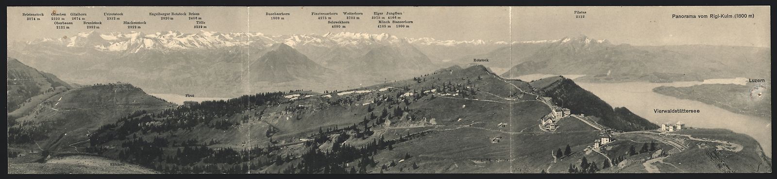 Ansichtskarten: Klapp-AK Luzern, Panorama vom Rigi-Kulm  – Gebraucht aus Berlin von bartko-reher