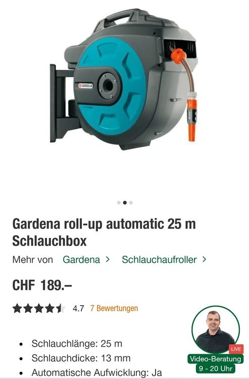 Gardena WandSchlauchbox RollUp 25m Kaufen auf Ricardo