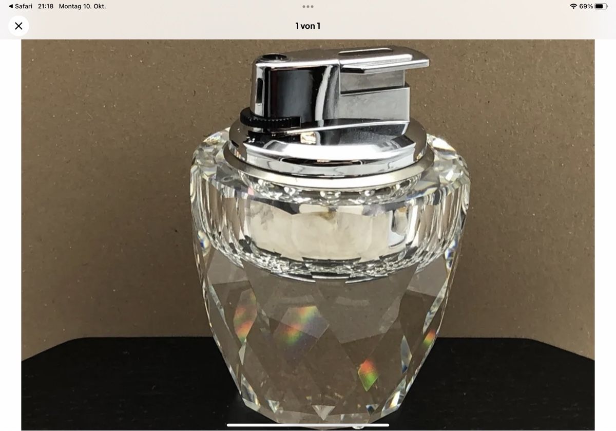 Portacenere: Swarovski Aschenbecher und Feuerzeug – Nuovo (secondo la descrizione) da Thalwil venduto da samson21 1