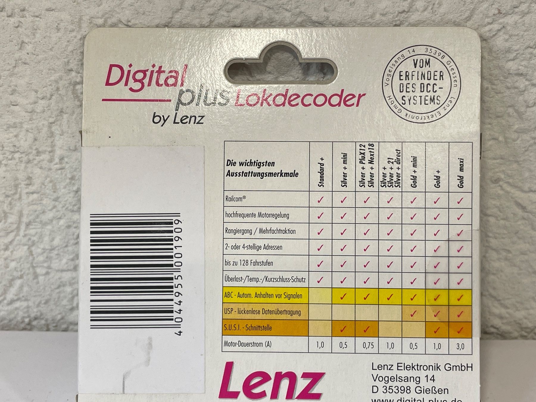 Lenz Modelleisenbahnen: LENZ Digital Plus Lokdecoder 10318-01, SILVER Next18 , NEU – Neu und originalverpackt aus Wilderswil von Modellbahn-Shop-Moll 2
