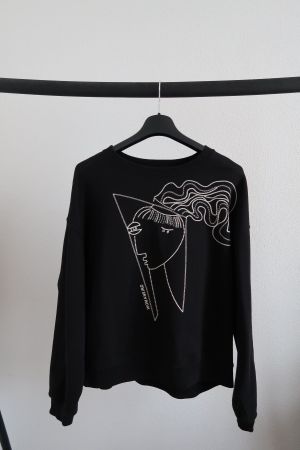 7 For All Mankind Schwarzer Sweatshirt – Design Print