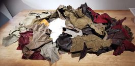 Lederresten Konvolut verschiedene Farben gebraucht