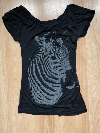 Shirt mit Zebraprint und Nieten 36