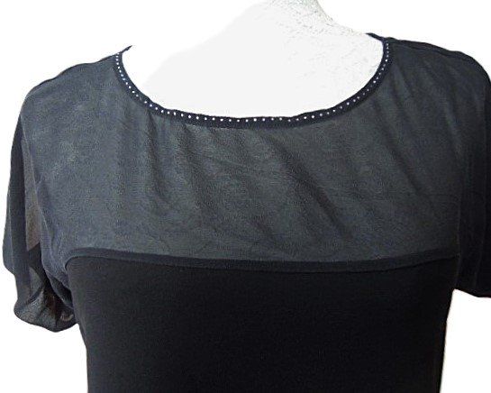 Vestiti: Gr. 38 Kleid schwarz Glitzerrand oben semitransparent Seide – Usato da Basel venduto da FRAU.ZAUBER.MOND 3