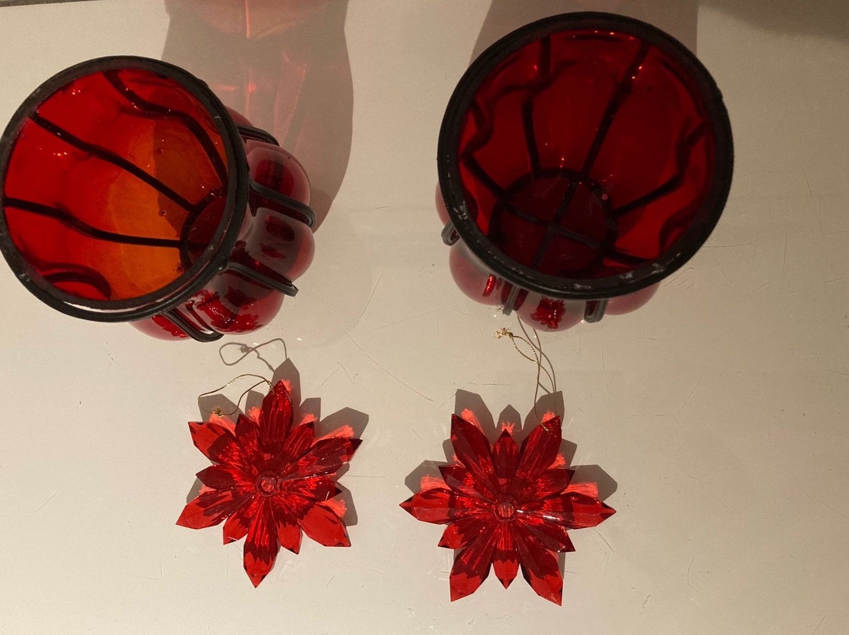 Tutte le decorazioni: Weihnachtsdeko Windlicht rot, Glassterne rot – Nuovo (secondo la descrizione) da Rotkreuz venduto da RoseAss 1