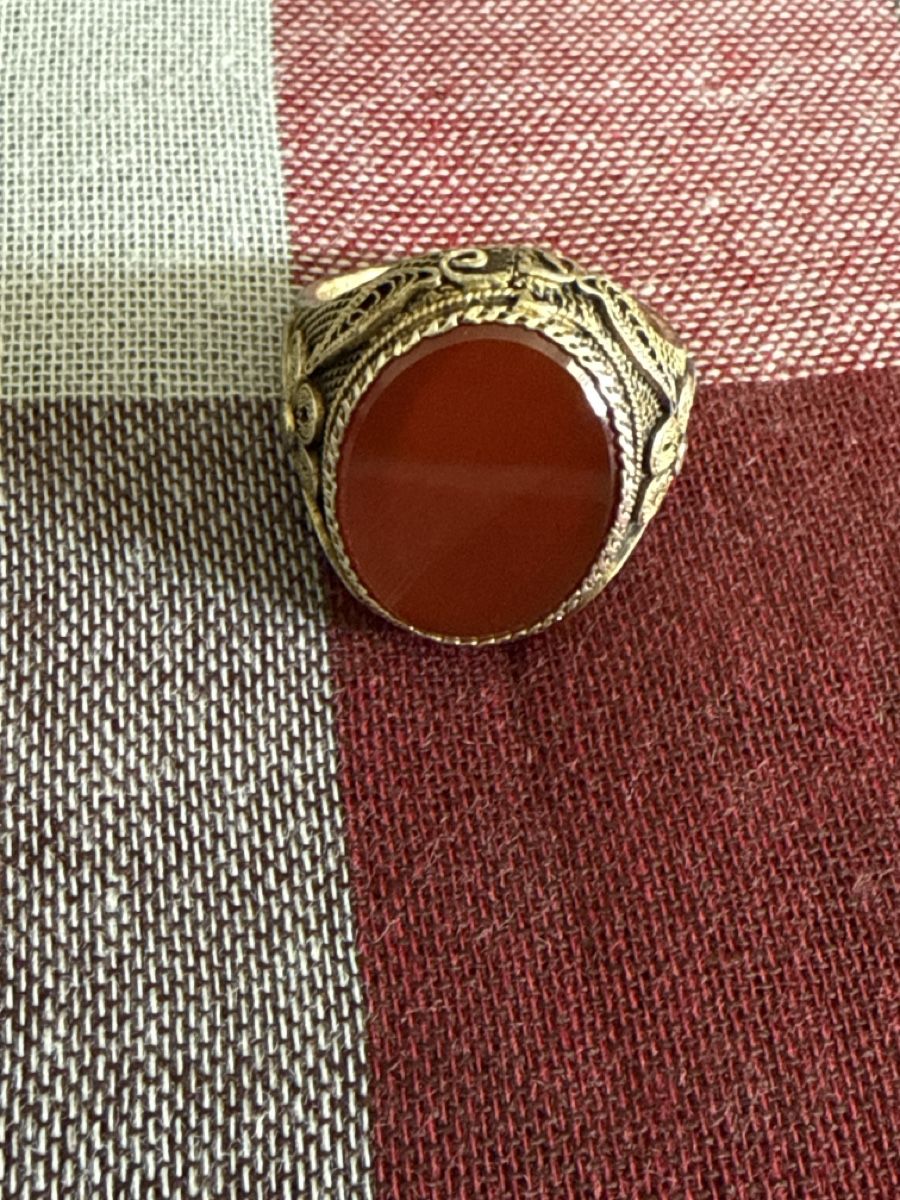 Anelli: Silberner Ring mit rotem Stein, größenverstellbar – Usato da Zürich venduto da sha_vw65