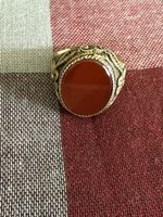 Silberner Ring mit rotem Stein, größenverstellbar