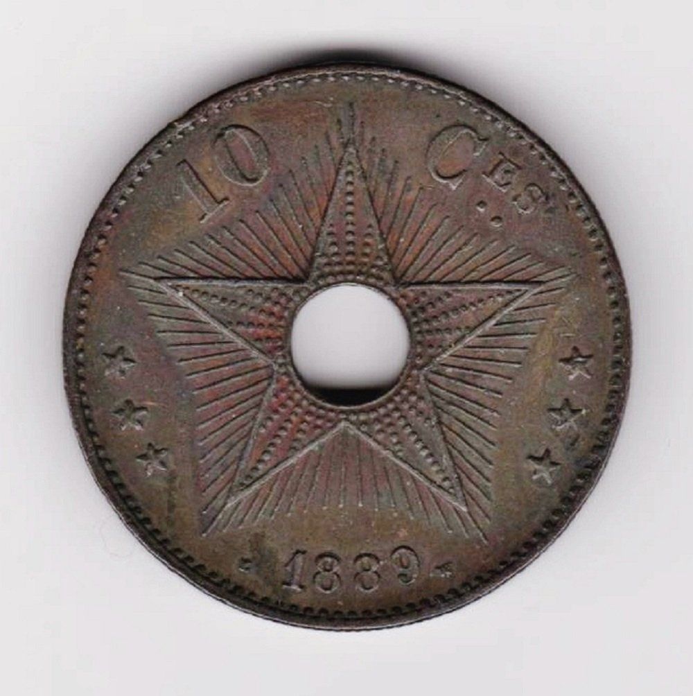 Toutes les monnaies: Congo Belgian 10 Centimes 1889 Leopold II – D'occasion à WilSG par Wil10