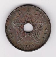 Congo Belgian 10 Centimes 1889 Leopold II