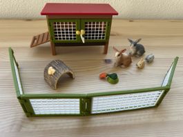 Schleich Rabbit Hutch and 4 Rabbits Set good condition
