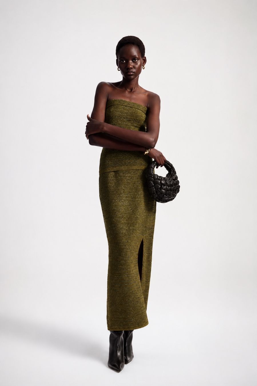 Cos Röcke: COS Skirt Metallic Knit Olive Green – Gebraucht aus Corsier-sur-Vevey von Kristina.Nova
