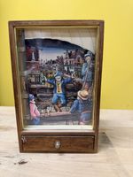 Spieluhr Holz mit Schublade und Bildmotiv, vintage
