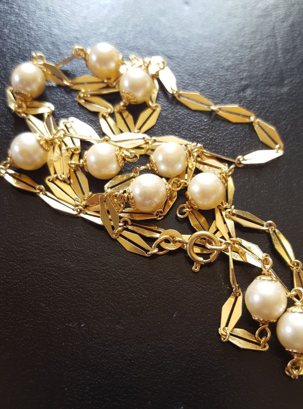 Catenine: Massiv 750 Gold Kette mit Perlen – Usato da Wald ZH venduto da Aniade 2