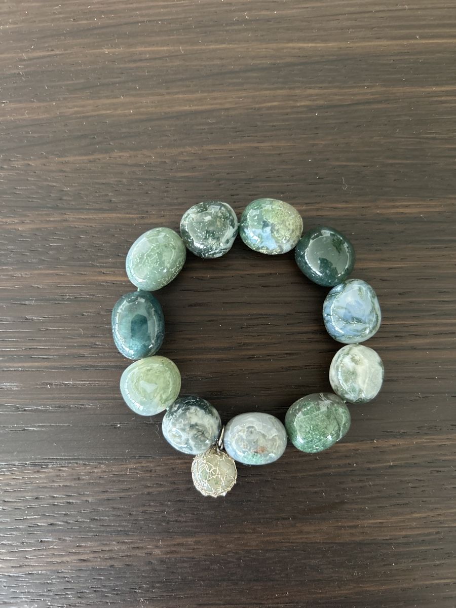 Bracciali & Braccialetti: Moos-Achat Edelstein Armband mit Anhänger – Nuovo (secondo la descrizione) da Minusio venduto da monette08 1