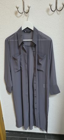 ZARA Chiffon Bluse/Tunika Grau Gr.S, ideal für den Sommer!