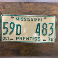 🇺🇸 1972 Vintage U.S. Autoschild - Mississippi 59D 483