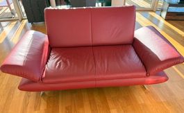 Hochwertiges rotes Ledersofa von Koinor mit Sitzhocker