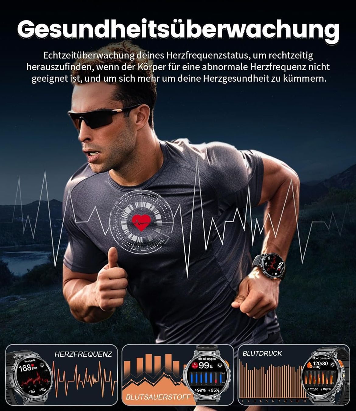 Smartwatch: Smartwatch Herren HD Großes Display mit 2 Armbändern – Nuovo e nell'imballaggio originale da Geneve venduto da Titi2008 5