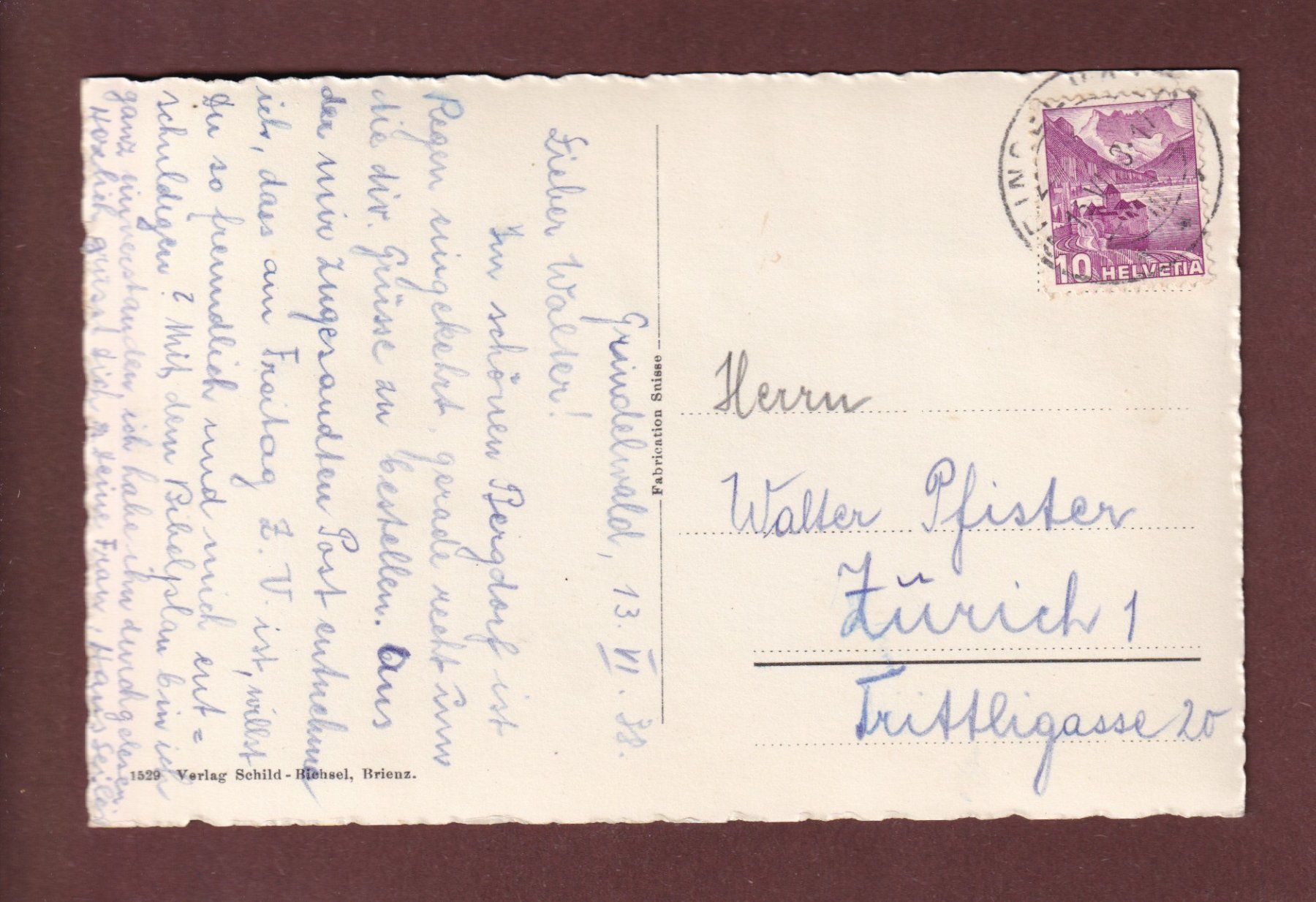 Cartoline postali: BACHALPSEE - Kühe - 1938 – Usato da Pully venduto da nicecards-shop 1