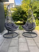 Hängesessel Set 2 Stück mit Kissen Outdoor Anthrazit