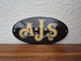 Emailschild AJS Motorrad Werkstatt Service Emaille Schild