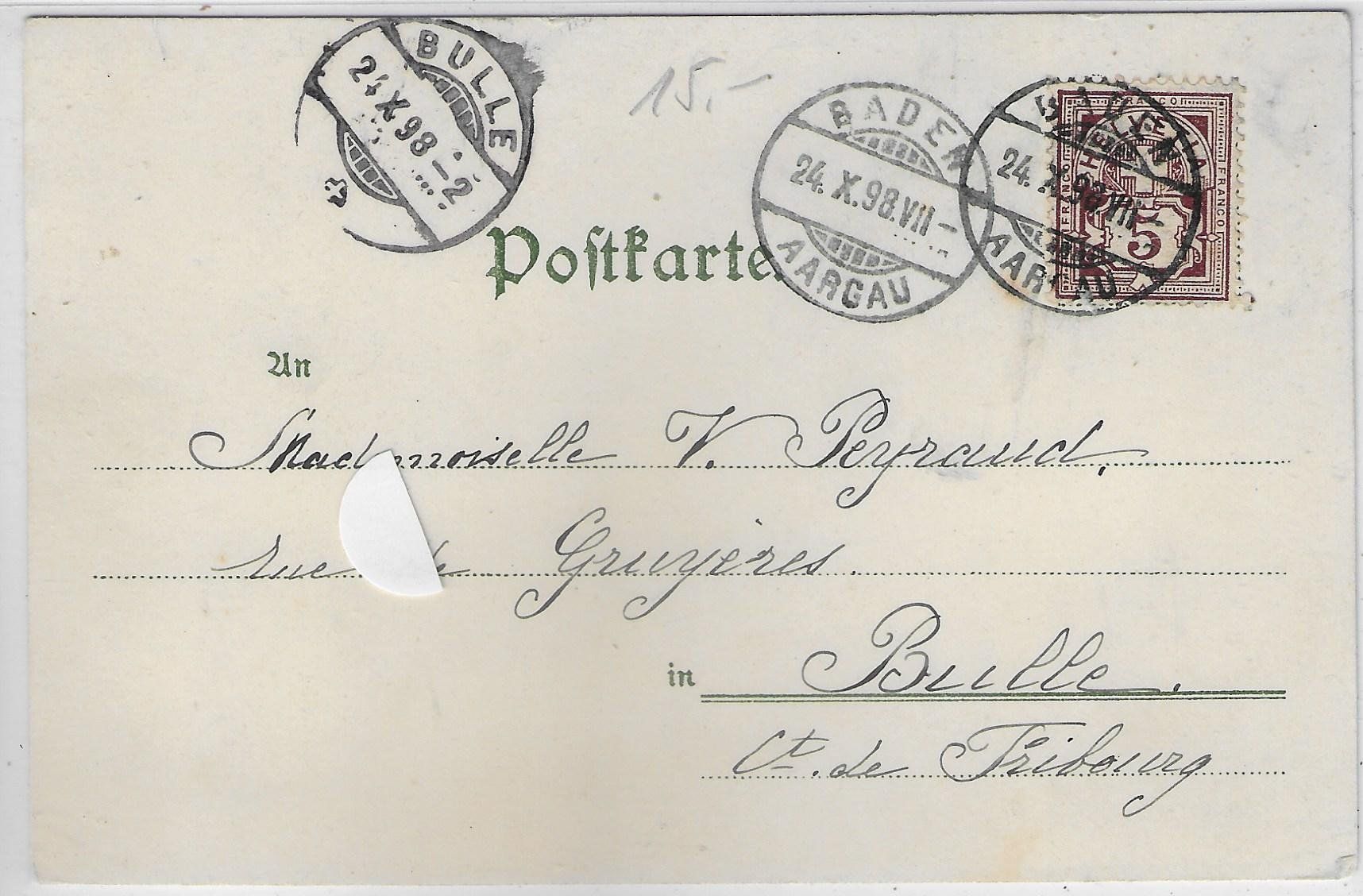 Cartoline postali: Monotint-Litho - Knabe auf Zaun - 1898 – Usato da Ettingen venduto da Kartenplanet 1