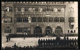 Foto-AK Basel, Fahnenabgabe vom Basler B