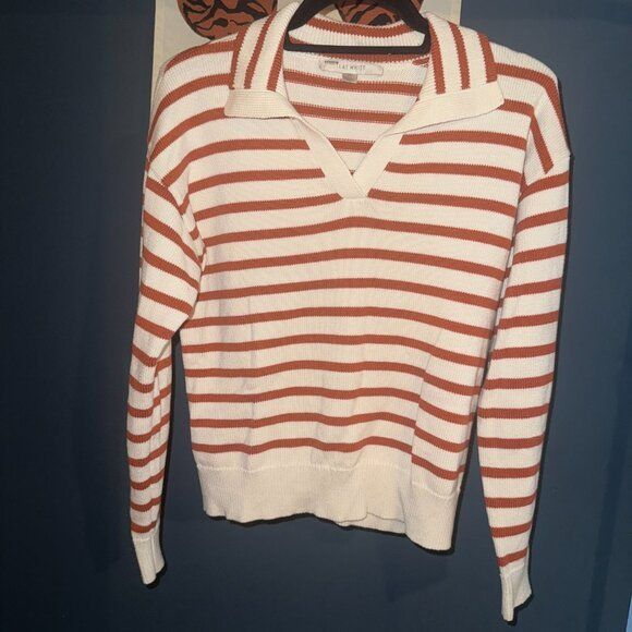 Maglioni & Felpe: Anthropologie Flat White stripe rust polo collar pullover M – Usato da Geneve venduto da readycat 1